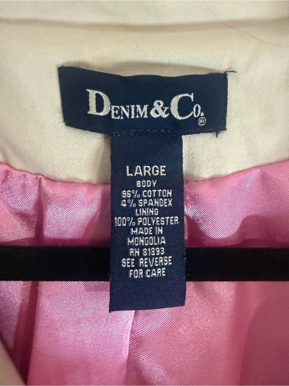 Denim & Co Y2K Safari Trench Car Coat Pink Lining L